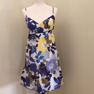 American Eagle. Spaghetti Strap Floral Dress. Blue, Purple, Yellow. Size 10